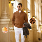 Men's Quarter Zip Mock Neck Textured Knit Casual Sweater Pullover