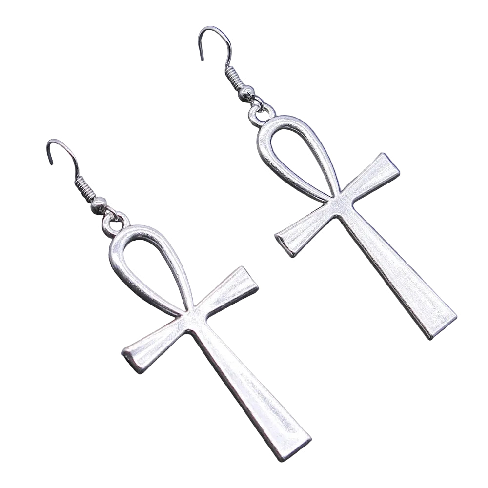 Ankh Drop Earrings Gothic Alternative Statement Fashion Jewelry