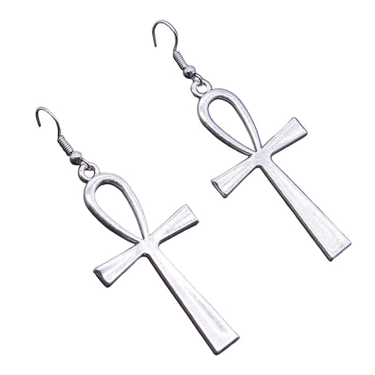 Ankh Drop Earrings Gothic Alternative Statement Fashion Jewelry