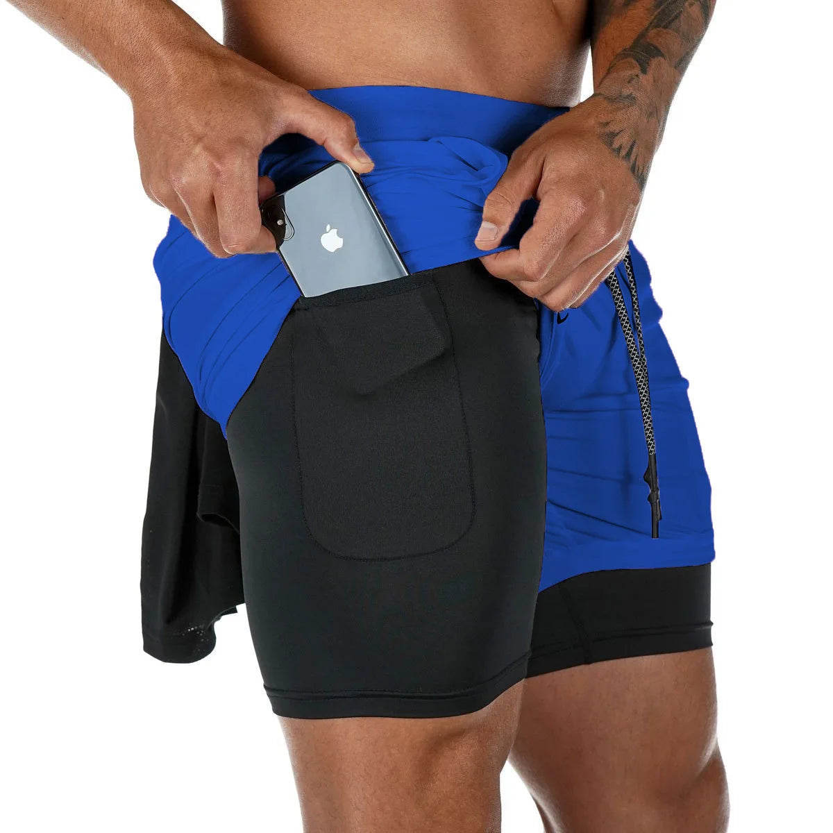 Men's Two Layer Performance Running Shorts with Quick Dry Fabric and Athletic Comfort