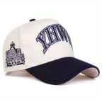 Embroidered Two-Tone Adjustable Baseball Cap with Curved Brim for Modern Streetwear Fashion