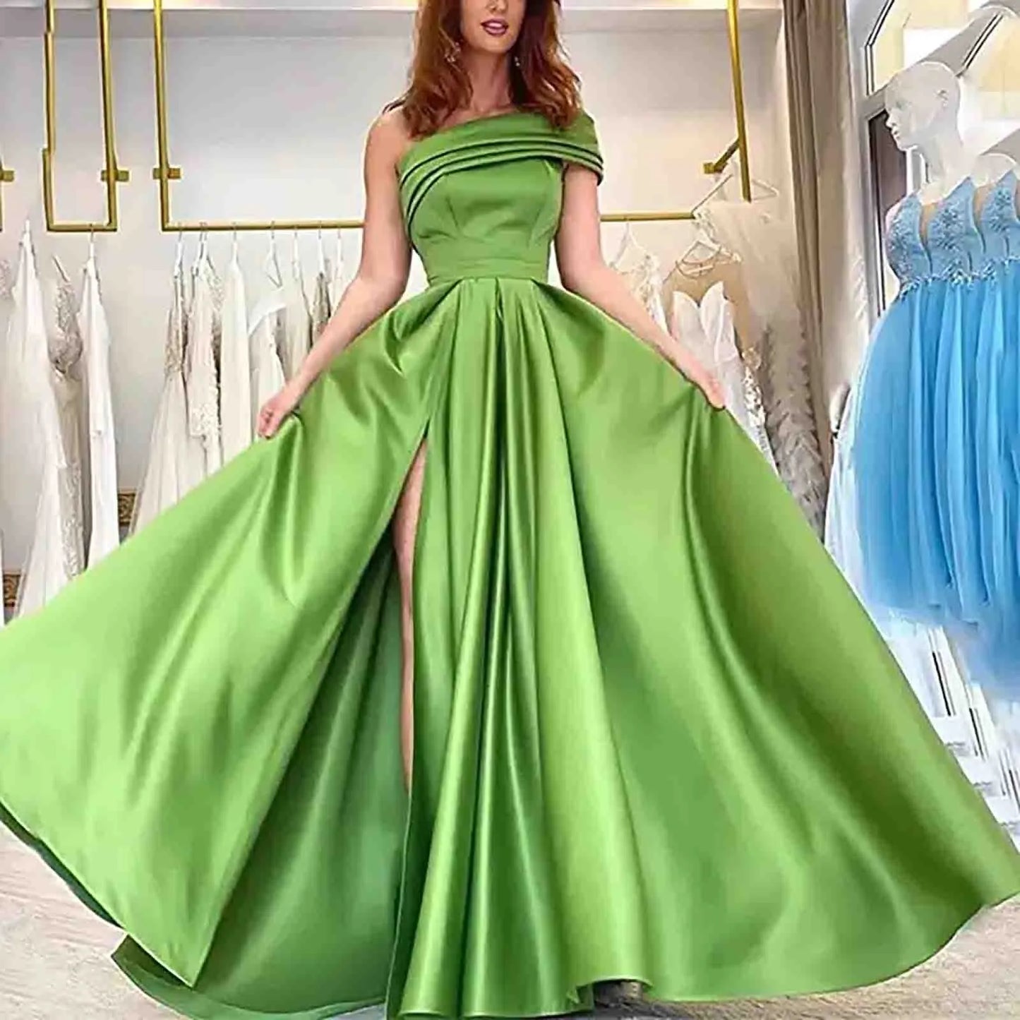 Off Shoulder High Slit Formal Alternative Evening Ball Gown