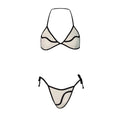 Cream and Black Contrast-Trim Triangle Bikini with Matching Maxi Skirt