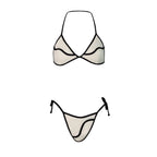Cream and Black Contrast-Trim Triangle Bikini with Matching Maxi Skirt