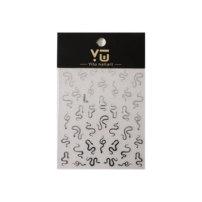 Minimalist Gothic Nail Art Sticker Set with Alternative Symbolic Details