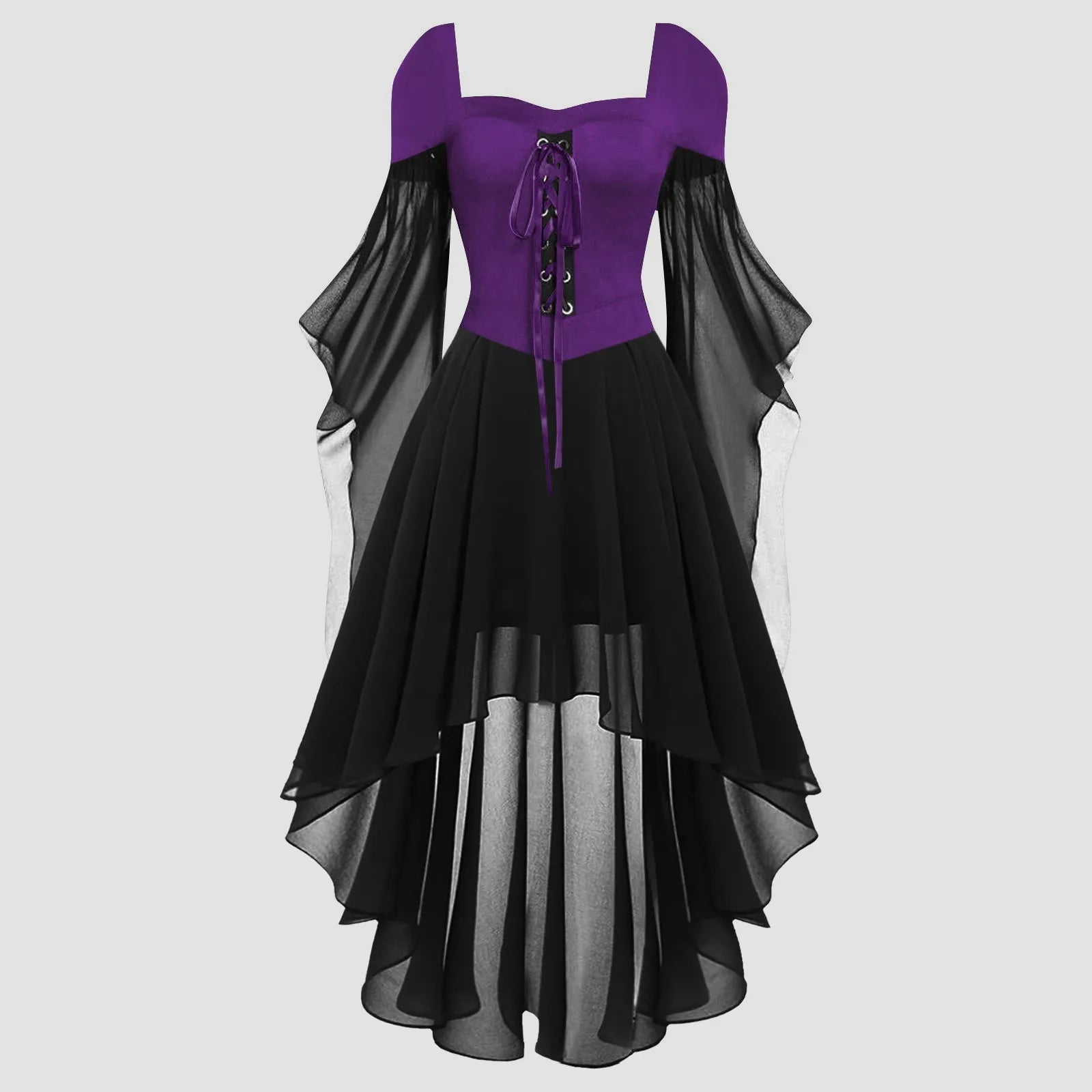 Layered Chiffon Gothic Dress with Elegant Dark Fashion Aesthetic