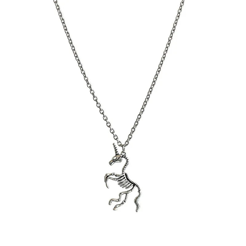 Mystical Skull Horse Pendant Necklace for Gothic and Alternative Fashion