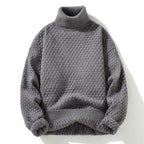 Men's Textured High Neck Relaxed Fit Contemporary Knit Sweater Pullover