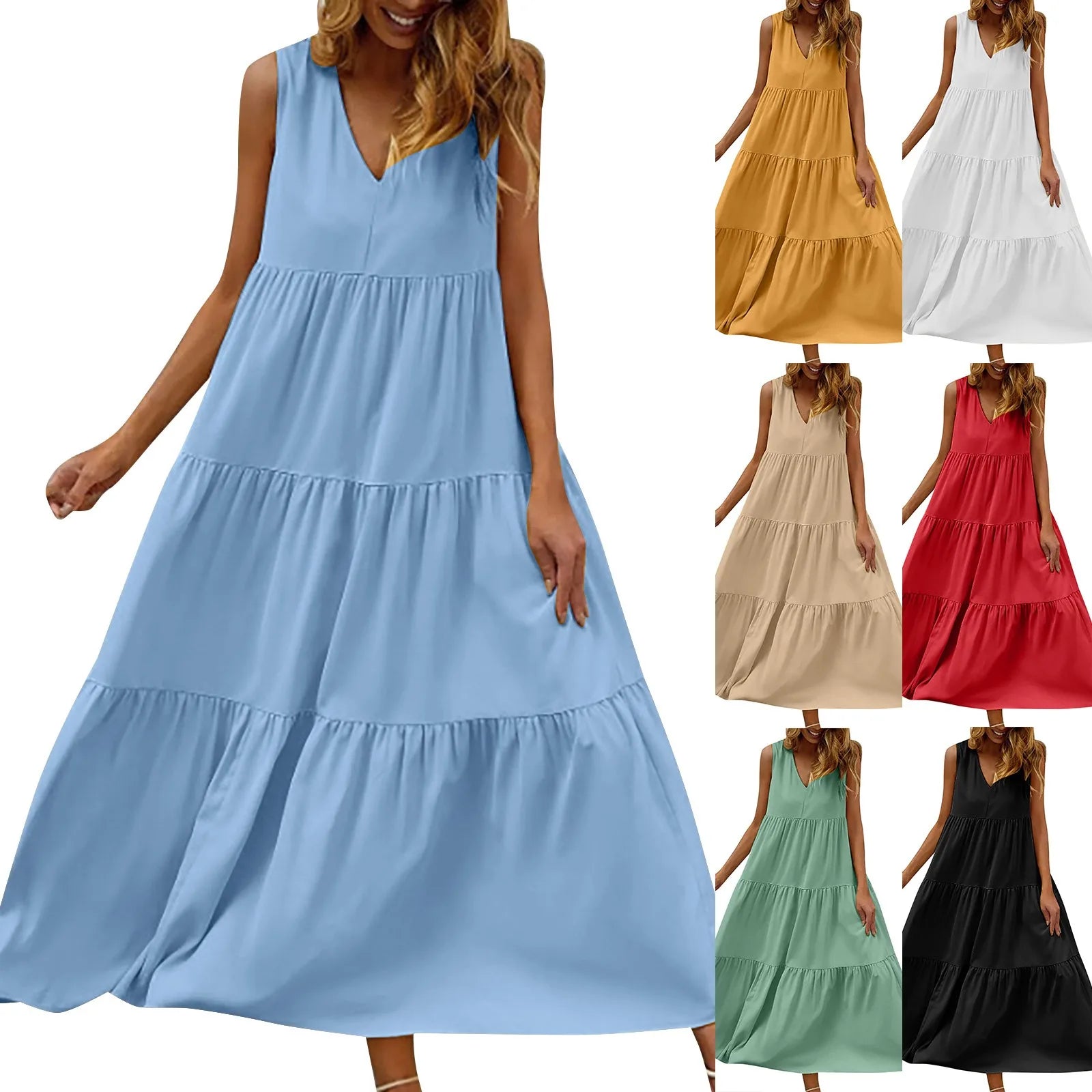Flowing Tiered Maxi Dress With Relaxed Shape And Soft Movement