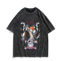 Anime Streetwear Graphic Oversized Manga-Inspired Vintage Washed Casual T-Shirt