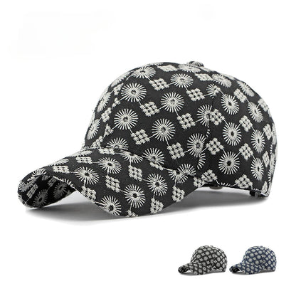 Retro Floral Pattern Baseball Cap Adjustable Curved Brim Casual Streetwear Fashion Hat