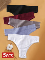 Seven-Piece Cotton Ribbed Low-Rise Bikini Panty Set