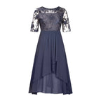 Flowing Embellished Midi Dress With Layered Chiffon Movement