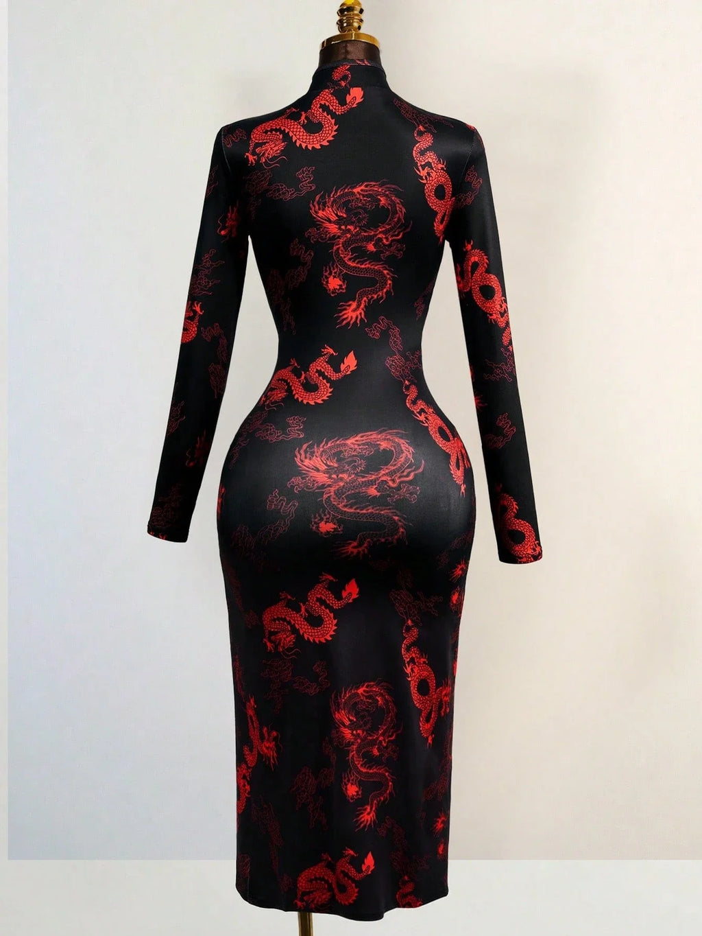 Dragon Embroidered Mesh Cutout Gothic Alternative Crop Top