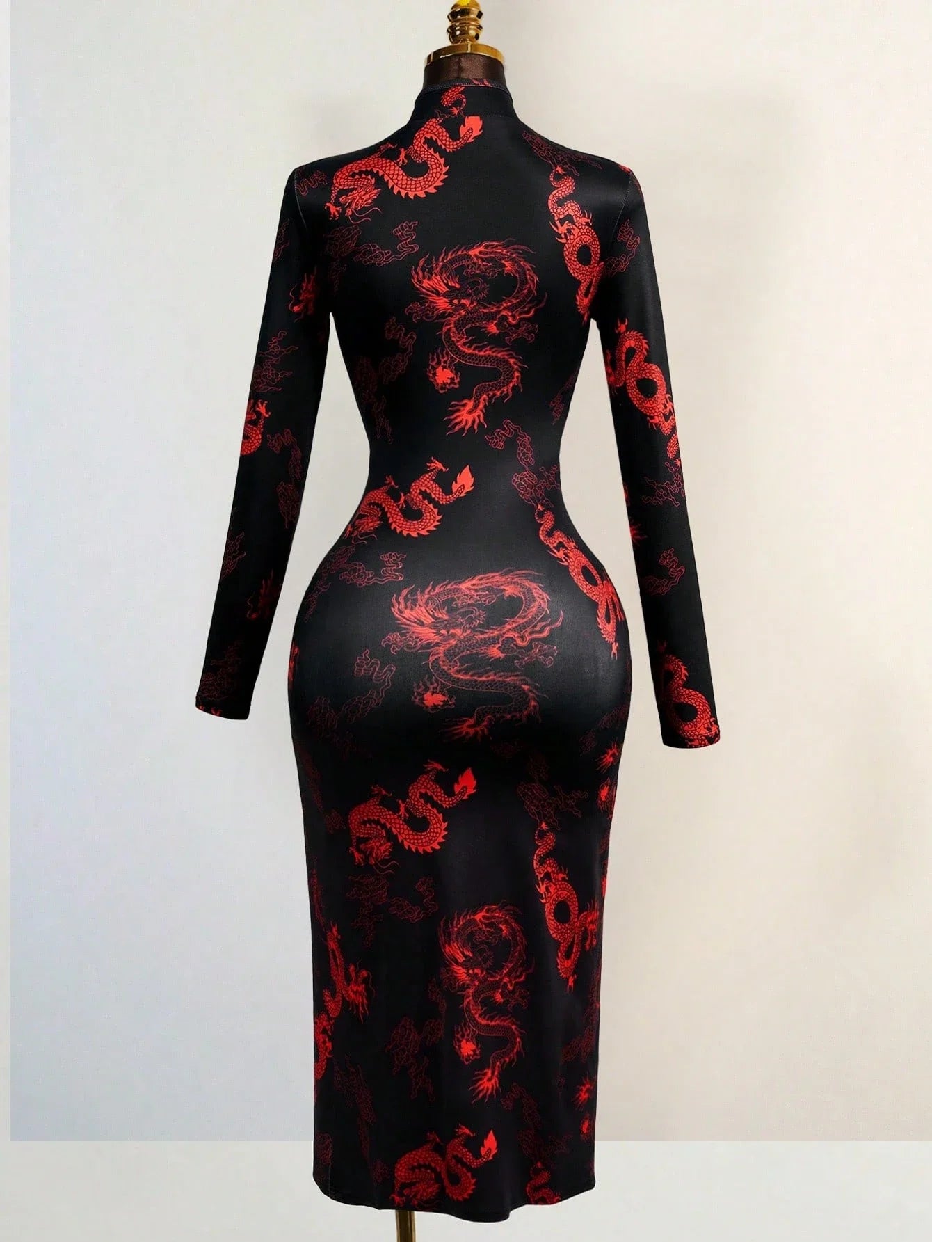 Dragon Embroidered Mesh Cutout Gothic Alternative Crop Top