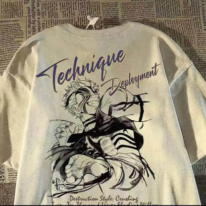 Oversized Streetwear Graphic Cotton T-Shirt with Abstract Sketch Artwork and Urban Casual Style