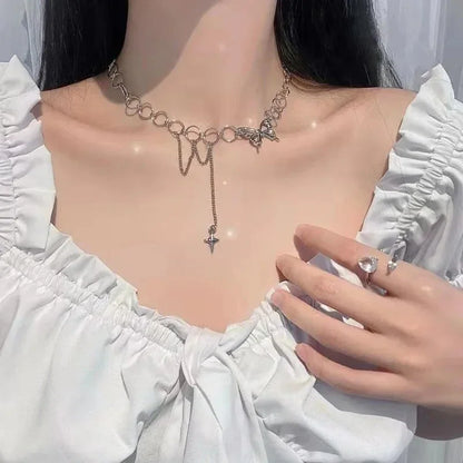 Butterfly Tassel Pendant Necklace for Y2K Gothic and Alternative Fashion