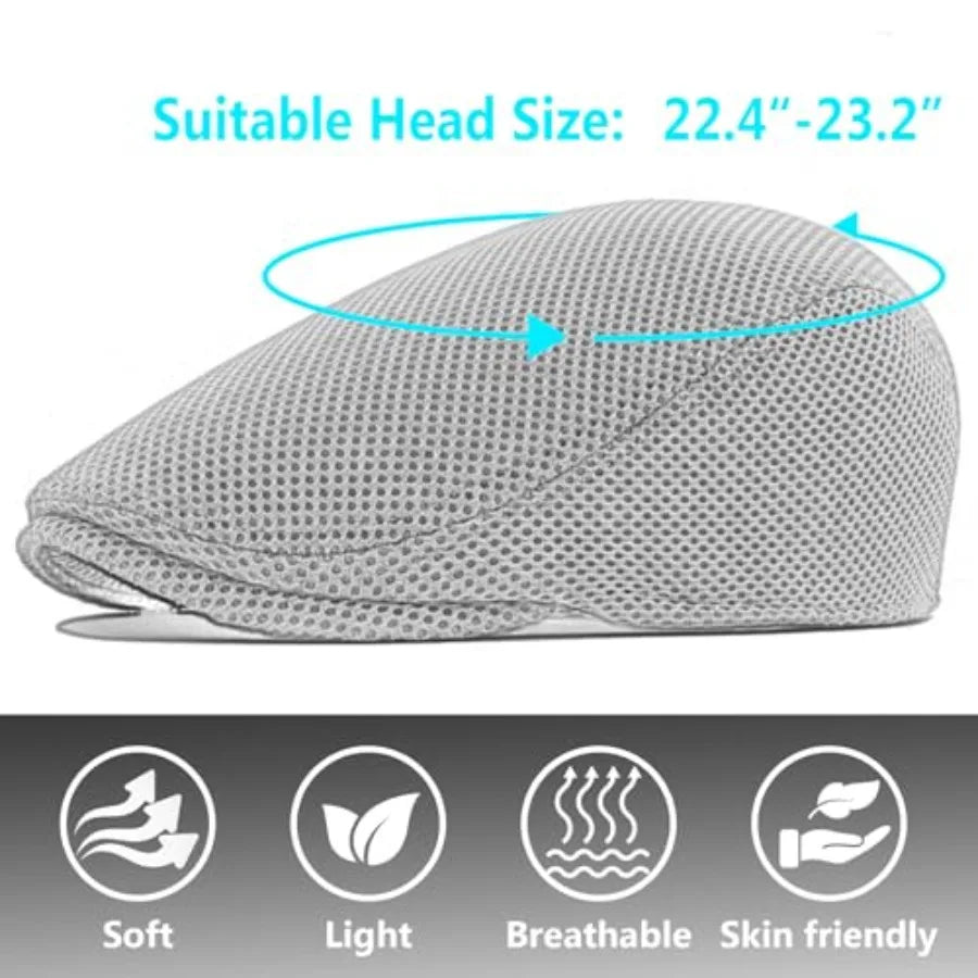 Breathable Mesh Ivy Flat Cap Cotton Casual Vintage Driving Streetwear Hat
