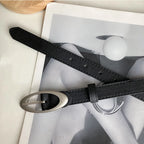 Minimalist Oval Buckle Waist Belt for Vintage Gothic Y2K Outfit Styling