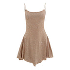 Sparkle Embellished Sleeveless Mini Dress With Flared Skater Inspired Silhouette
