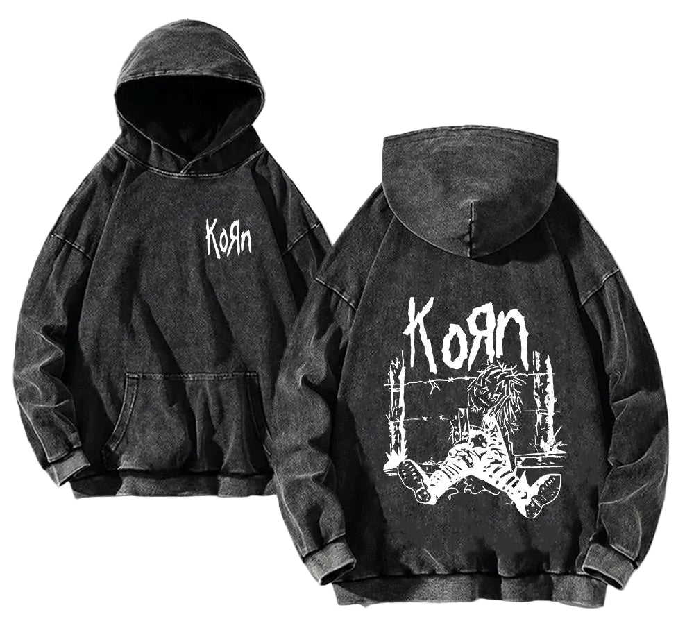 Distressed Gothic Anime Hoodie With Oversized Alternative Streetwear Style
