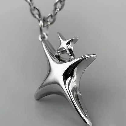 Y2K Star Pendant Necklace Celestial Alternative Fashion Statement Jewelry