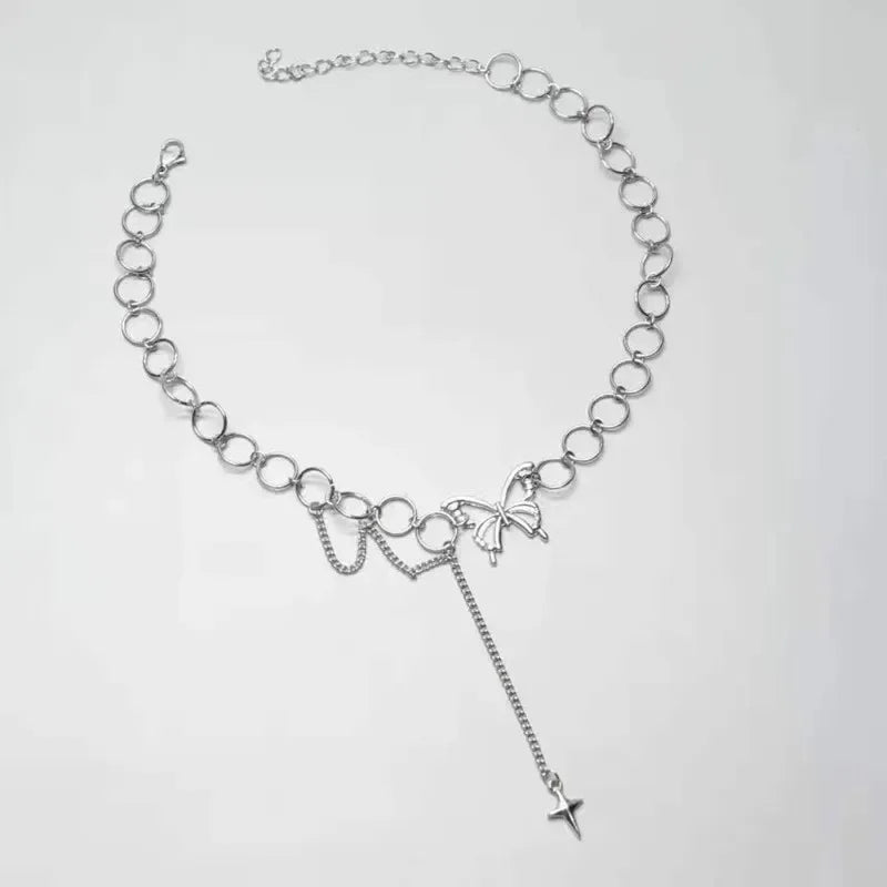 Butterfly Tassel Pendant Necklace for Y2K Gothic and Alternative Fashion