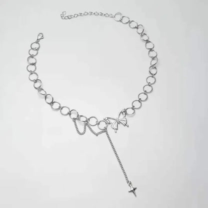Butterfly Tassel Pendant Necklace for Y2K Gothic and Alternative Fashion