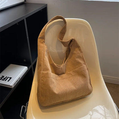 Relaxed Textured Tote Shoulder Bag with Large Capacity Carry Design