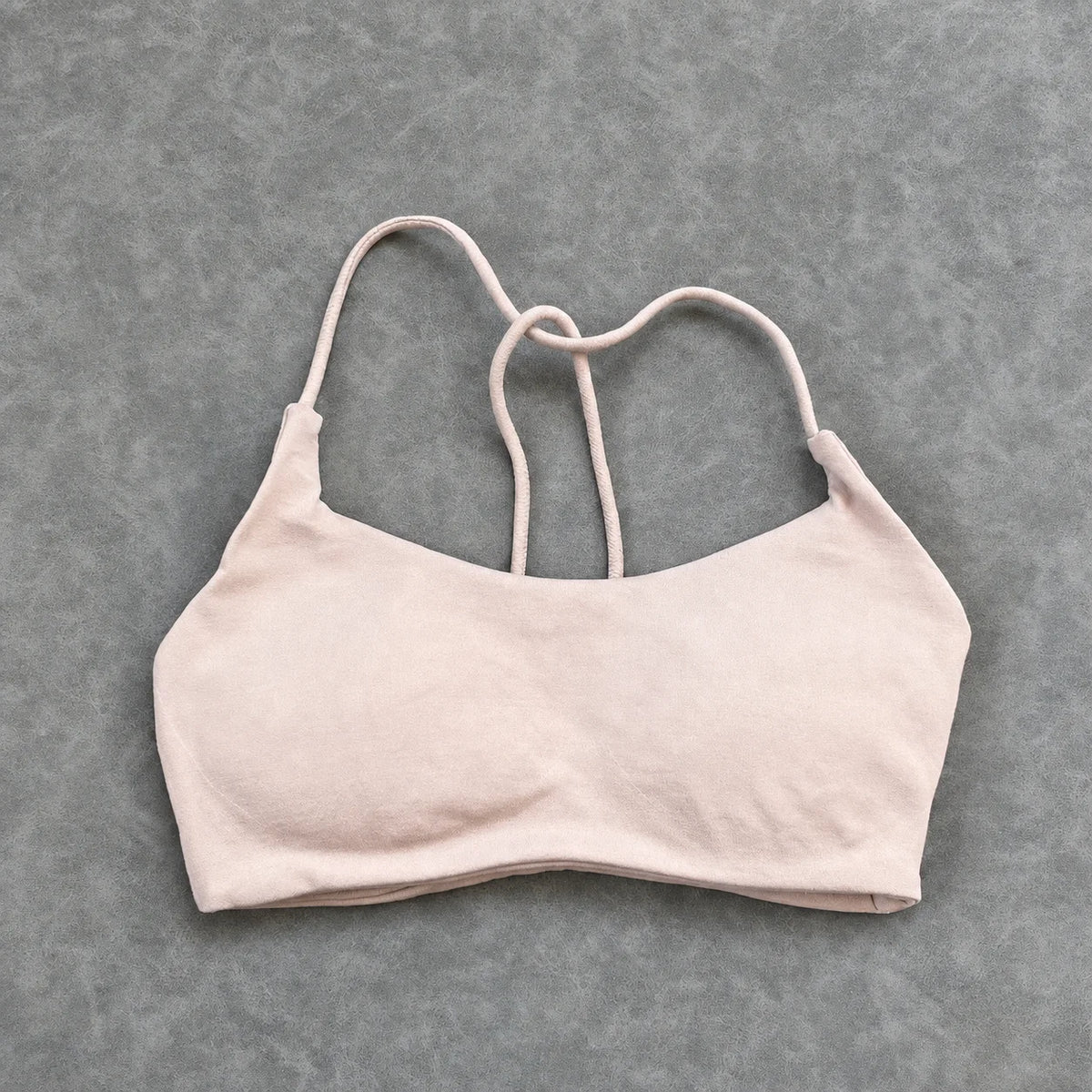 Olive Green Strappy Open-Back Sports Bra with Scoop Neckline