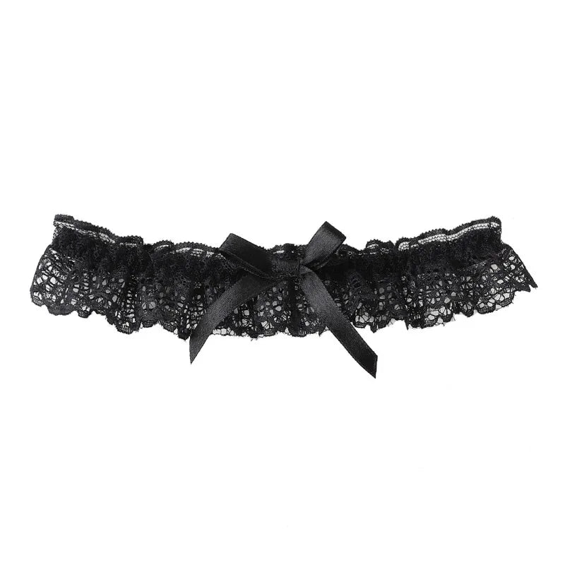 Lace Bow Thigh Garter Romantic Gothic Alternative Fashion Accessory