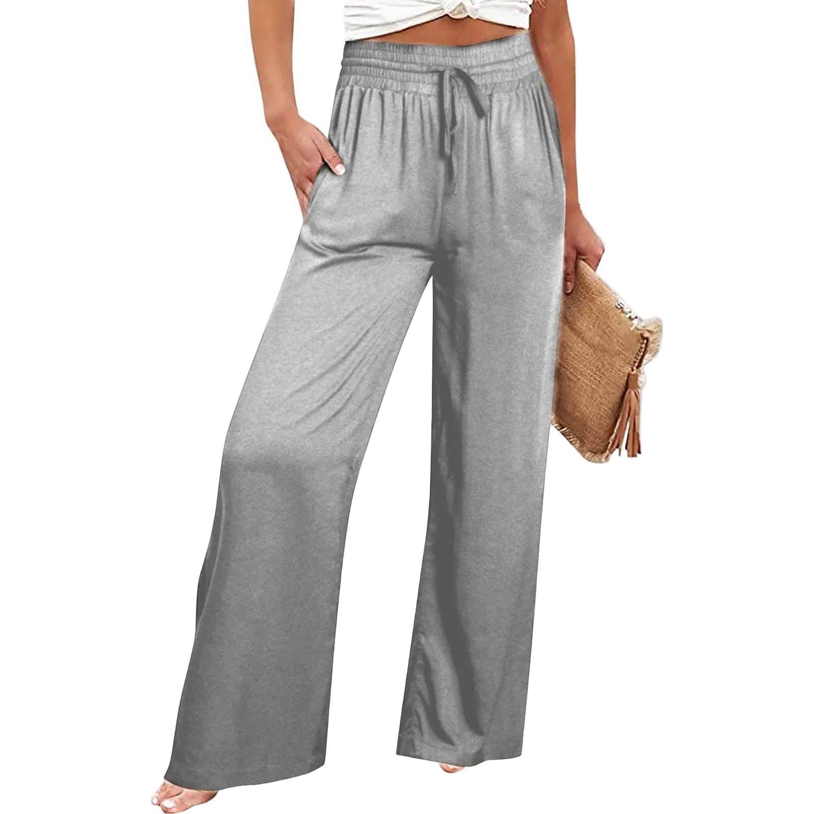 Women's High Waist Wide Leg Casual Trousers with Relaxed Tailored Everyday Style