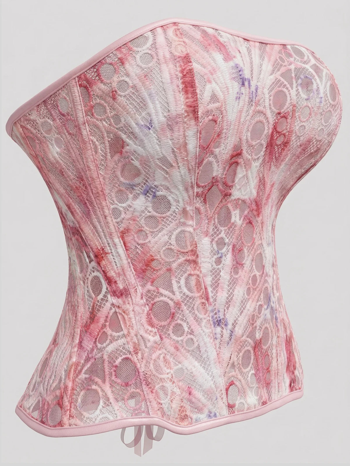 Ethereal Pink Floral Print Strapless Corset with Sweetheart Neckline