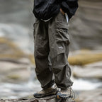 Men's Relaxed Parachute Cargo Pants with Oversized Utility Pockets and Outdoor Casual Style
