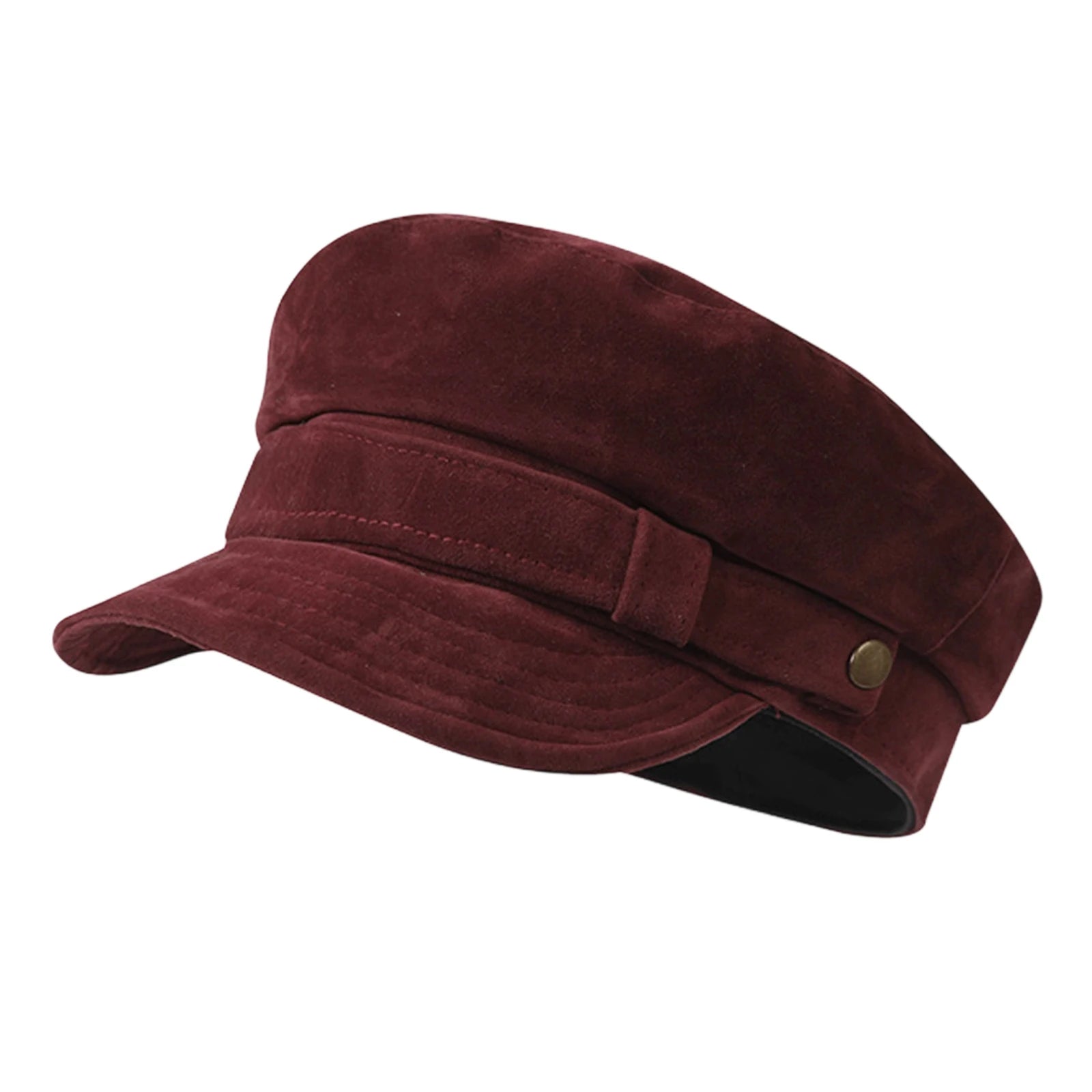 Vintage Military Baker Cap with Decorative Buckle for Casual Everyday Fashion Style