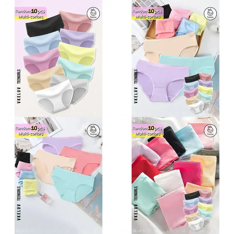 10-Piece Women’s Assorted Pastel Triangle Briefs Set in Macaron-Inspired Colors with Elastic Waistbands
