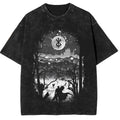 Vintage Anime Goth Graphic Tee with Distressed Dark Fantasy Artwork