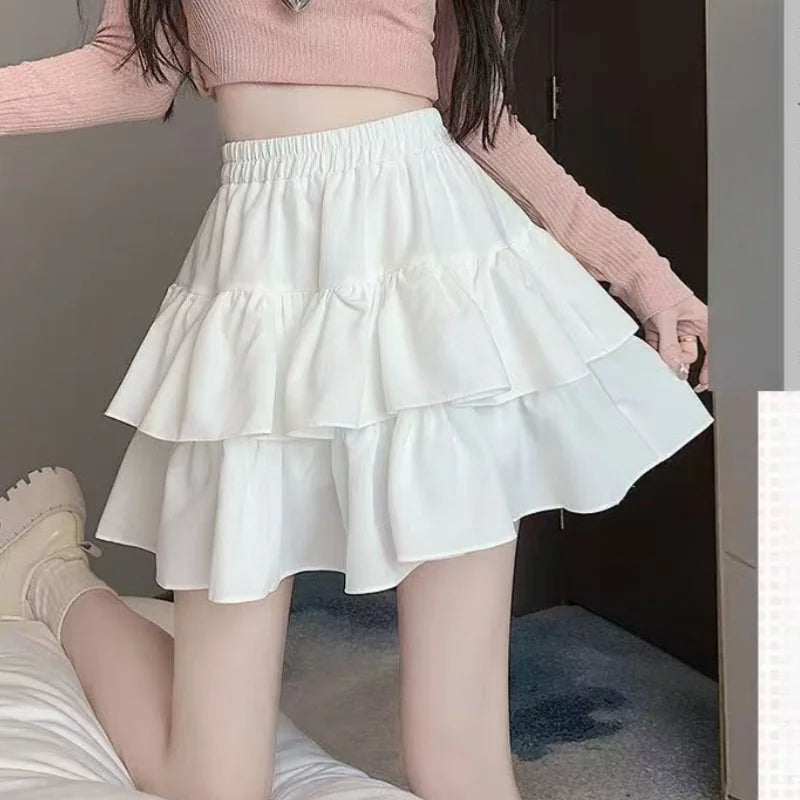 Tiered Ruffle Mini Skirt with Elastic Waist Balletcore Streetwear Silhouette