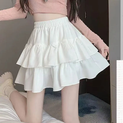Tiered Ruffle Mini Skirt with Elastic Waist Balletcore Streetwear Silhouette