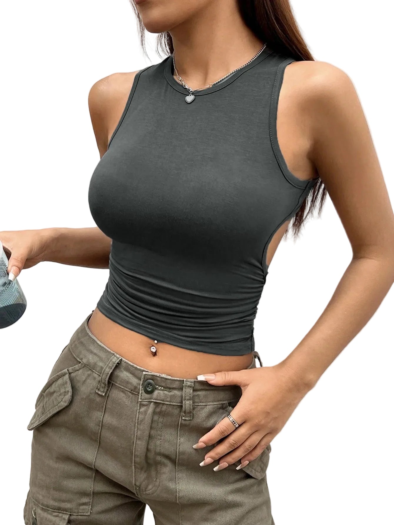 Relaxed Sleeveless Round Neck Tank Top with Soft Knit Everyday Casual Streetwear Style