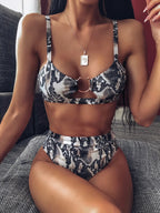 Bold Leopard Print Bralette Bikini with U-Notch Detail and High-Waisted Bottom