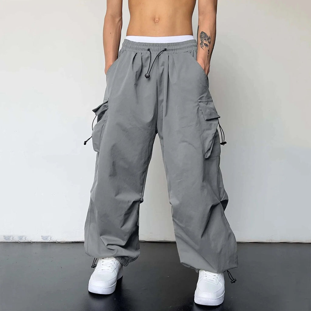 Men's Relaxed Cargo Pants with Multi-Pocket Design and Adjustable Hem