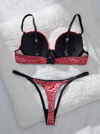 Colorful Floral Embroidery Longline Corset Bra and Panty Set