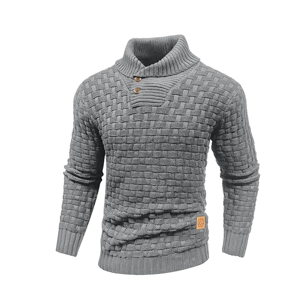 Men's Textured Mock Neck Relaxed Fit Contemporary Knit Sweater Pullover