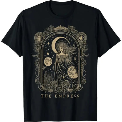 Anime Celestial Empress Graphic T-Shirt with Gothic Manga-Inspired Streetwear Design