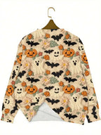 Women's Festive Graphic Knit Crew Neck Relaxed Fit Seasonal Sweater