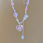 Butterfly Heart Charm Choker Necklace for Y2K and Dark Feminine Styling