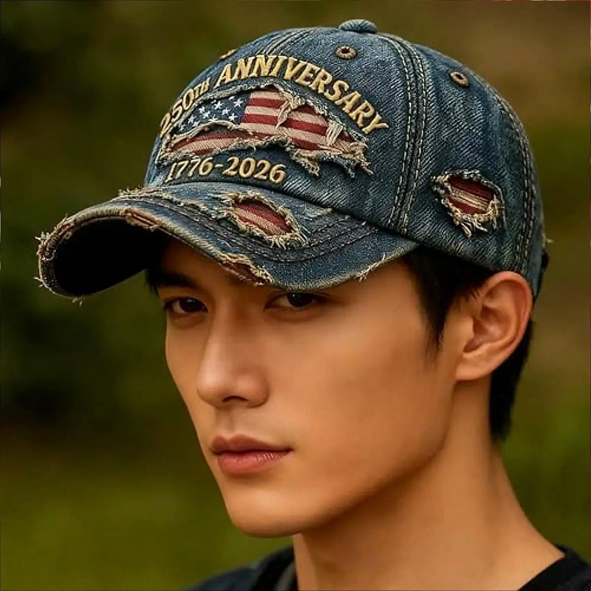 Distressed Denim Baseball Cap Commemorative Embroidered Casual Vintage Outdoor Fashion Hat