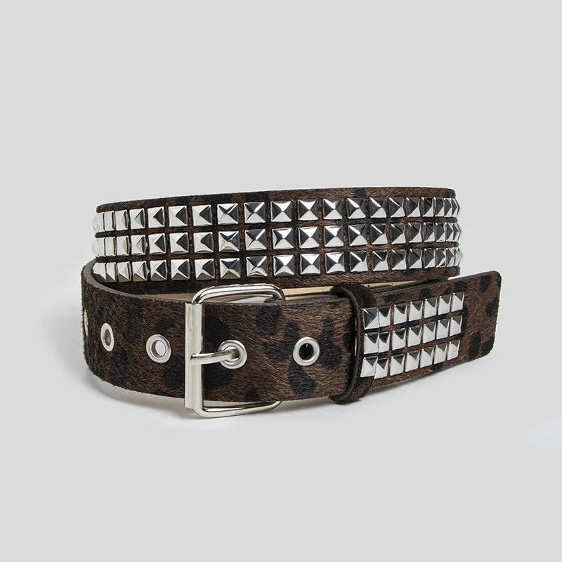 Faux Fur Rivet Waist Belt for Punk Y2K Alternative Fashion Styling
