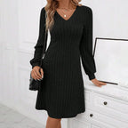 Textured Long Sleeve Sweater Dress with Relaxed Contemporary Silhouette